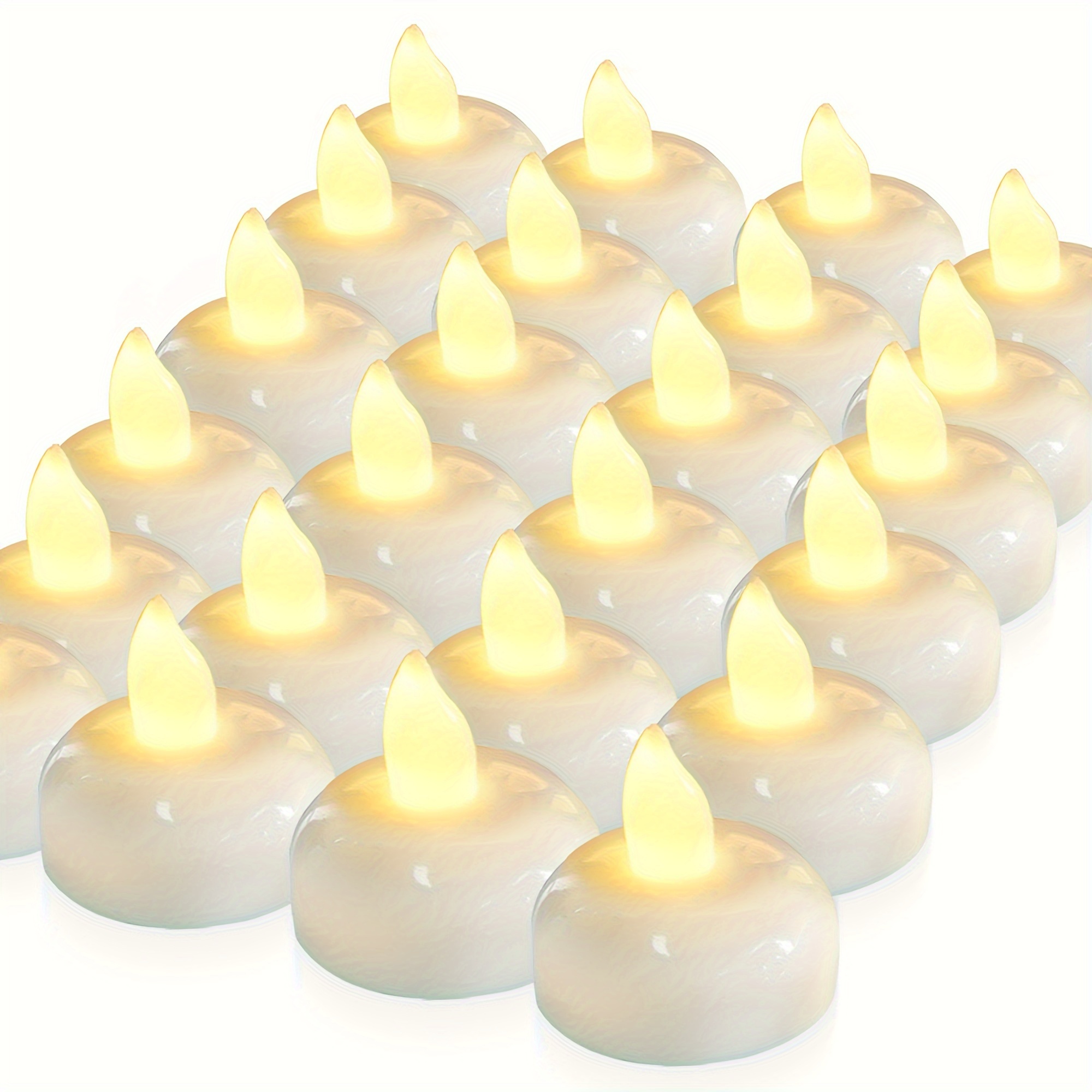 

24pcs Flameless Floating Tealights, Warm White Battery Flickering Led Tea Lights Candles - Wedding, Party, Centerpiece, Pool & Spa