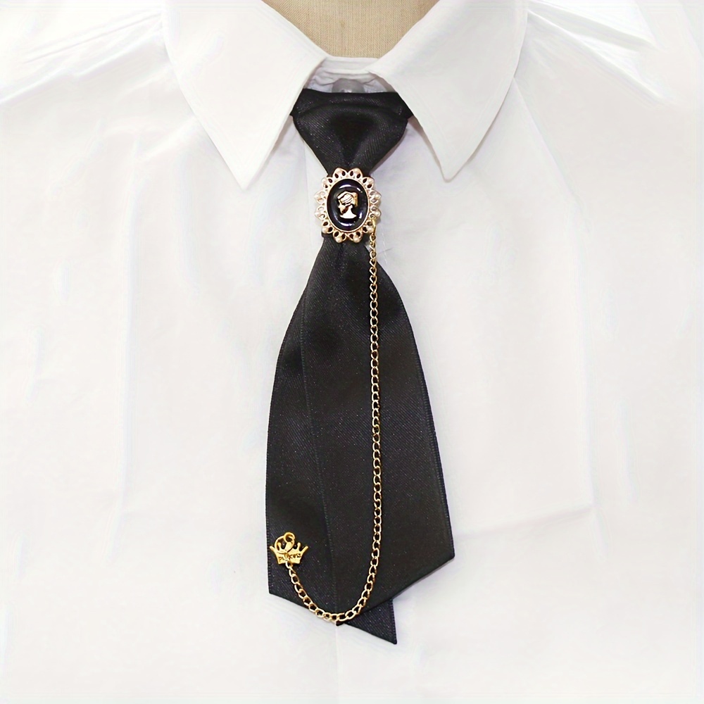 TEMU A Fashion Casual Inlaid Decoration Metal Adjustable Tie Style Unisex Collar Suitable For Evening Match