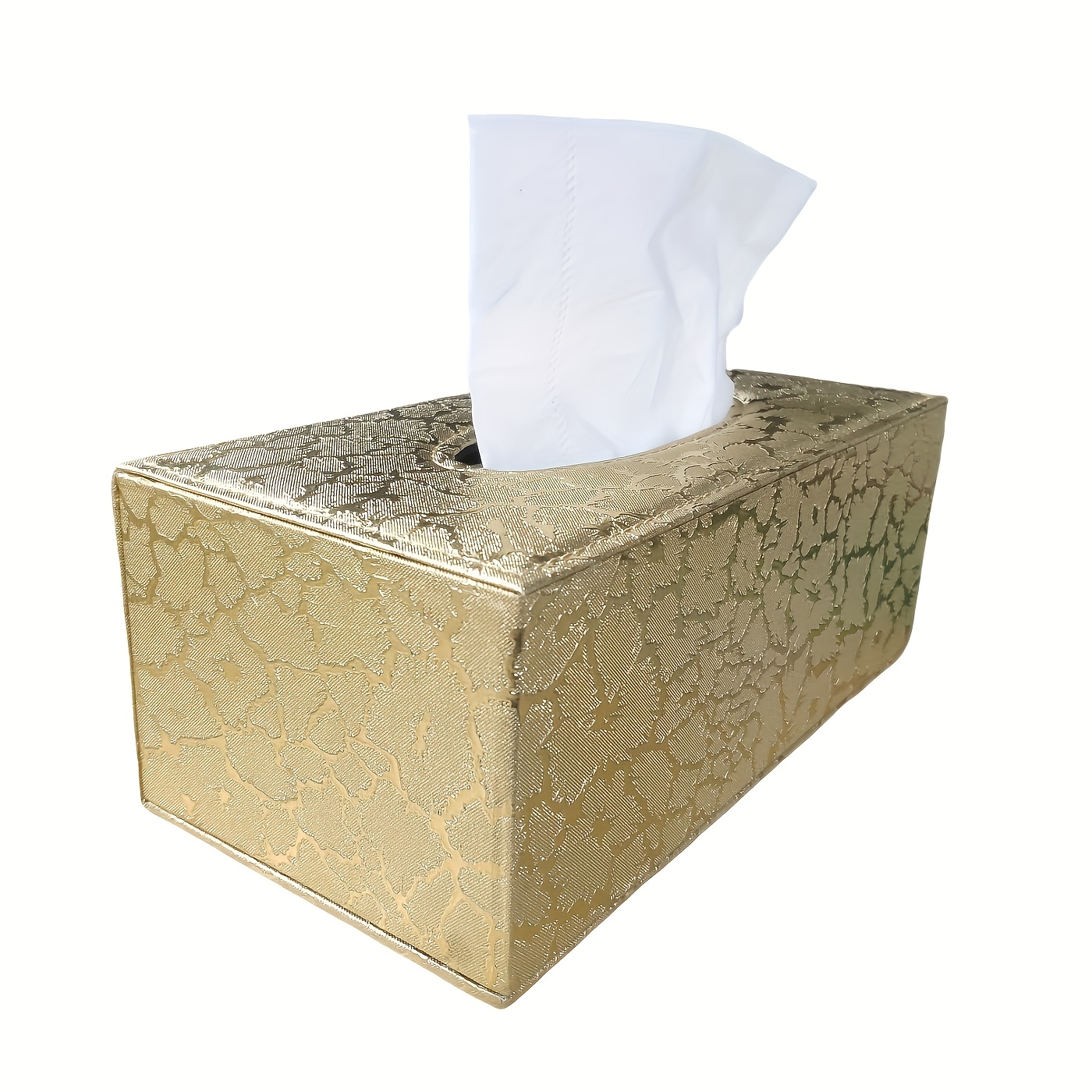 Luxurious Golden Tissue Box, A Simple Square Tissue Holder, Rectangular Faux Leather Tissue Holder, Magnetic Closure, Suitable For Home, Hotels, And Cars.