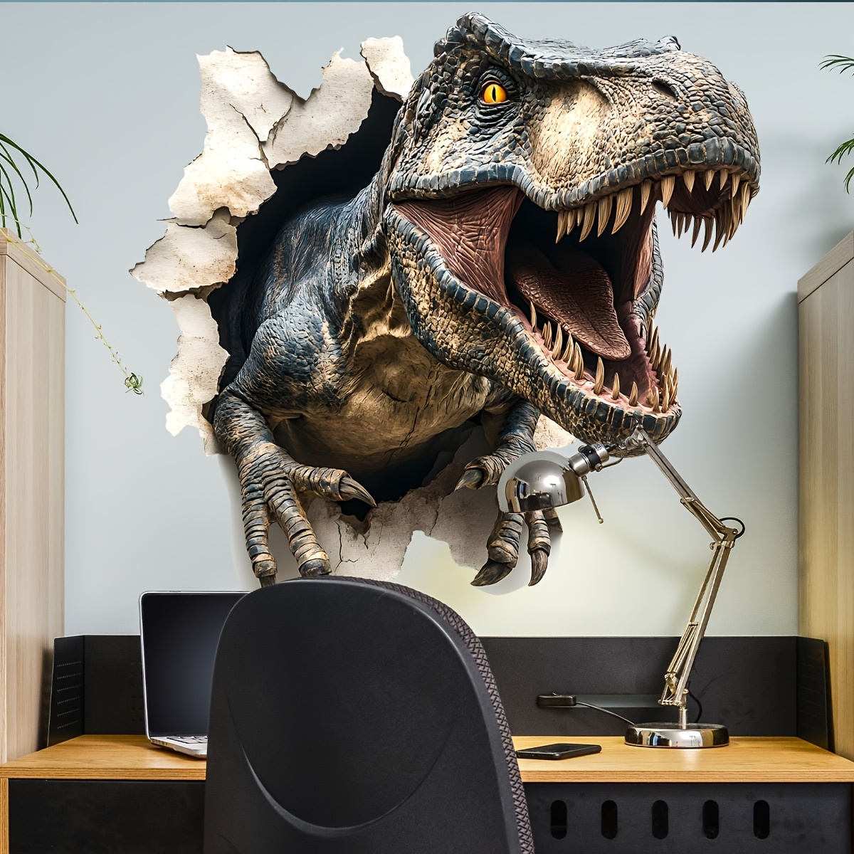 1 set of 2pcs 30 60cm each 3d   dinosaur wall stickers for living room and bedroom home background decoration atw4068 zc