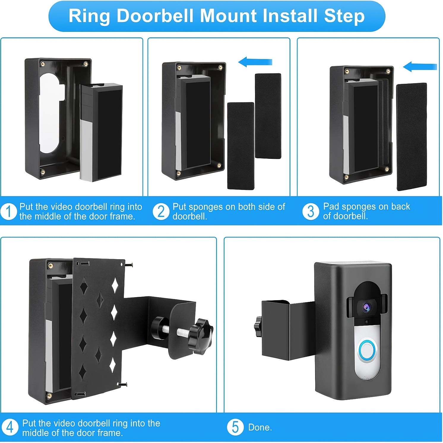 No-Drill Video Doorbell Mount for Easy Installation