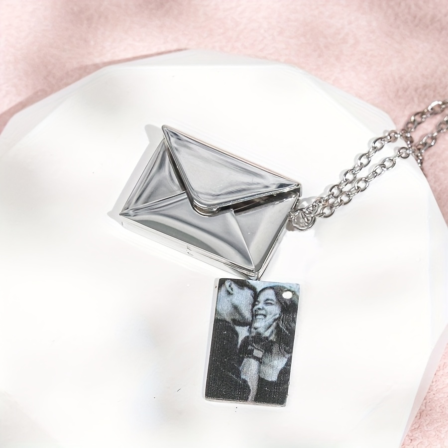 collar con colgante de sobre con foto grabada personalizada   a de acero inoxidable con mensaje   de   estilo boho para uso   y ocasiones especiales ideal para   a de san     de la   d a del maestro   a clases regalos de graduaci n plateado 11