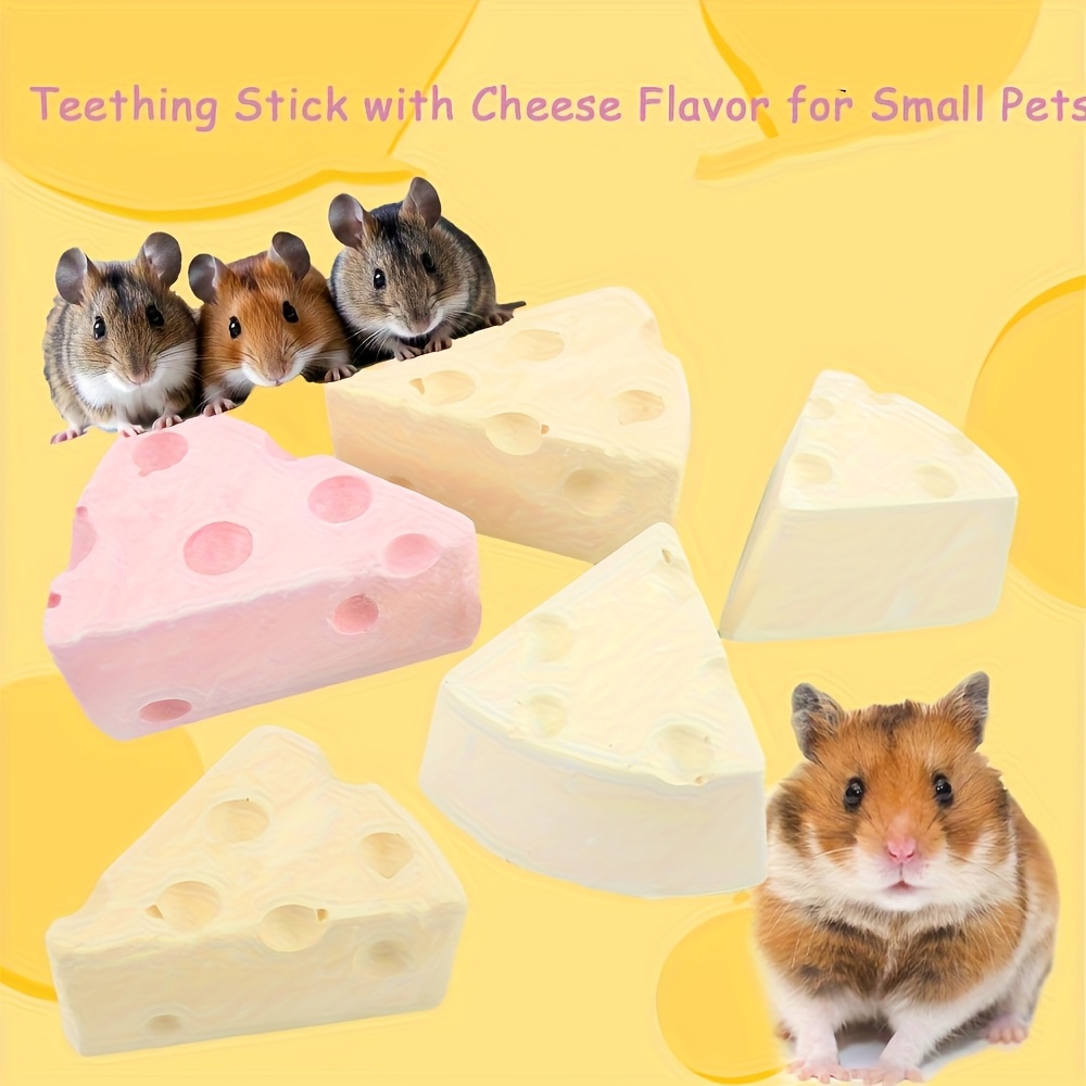 Cheese-Shaped Hamster Chew - Durable Gypsum & Volcanic Stones Teeth Cleaning Treats, Non-Electric Calcium Supplement for Small Pets, Wear-Resistant Dental Health Snacks for Hamsters