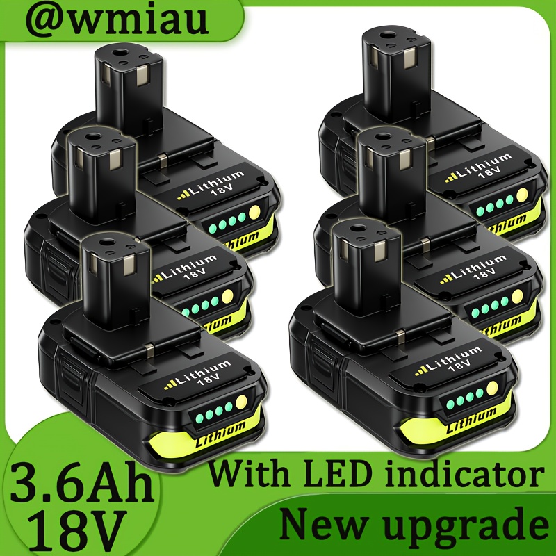TEMU P108 18v 3.6ah 1pack/2pack/4pack/6pack Lithium Replacement For Ryobi Battery For Ryobi 18v Battery P104 P105 P107 P108 P109 P122 For 18 Volt
