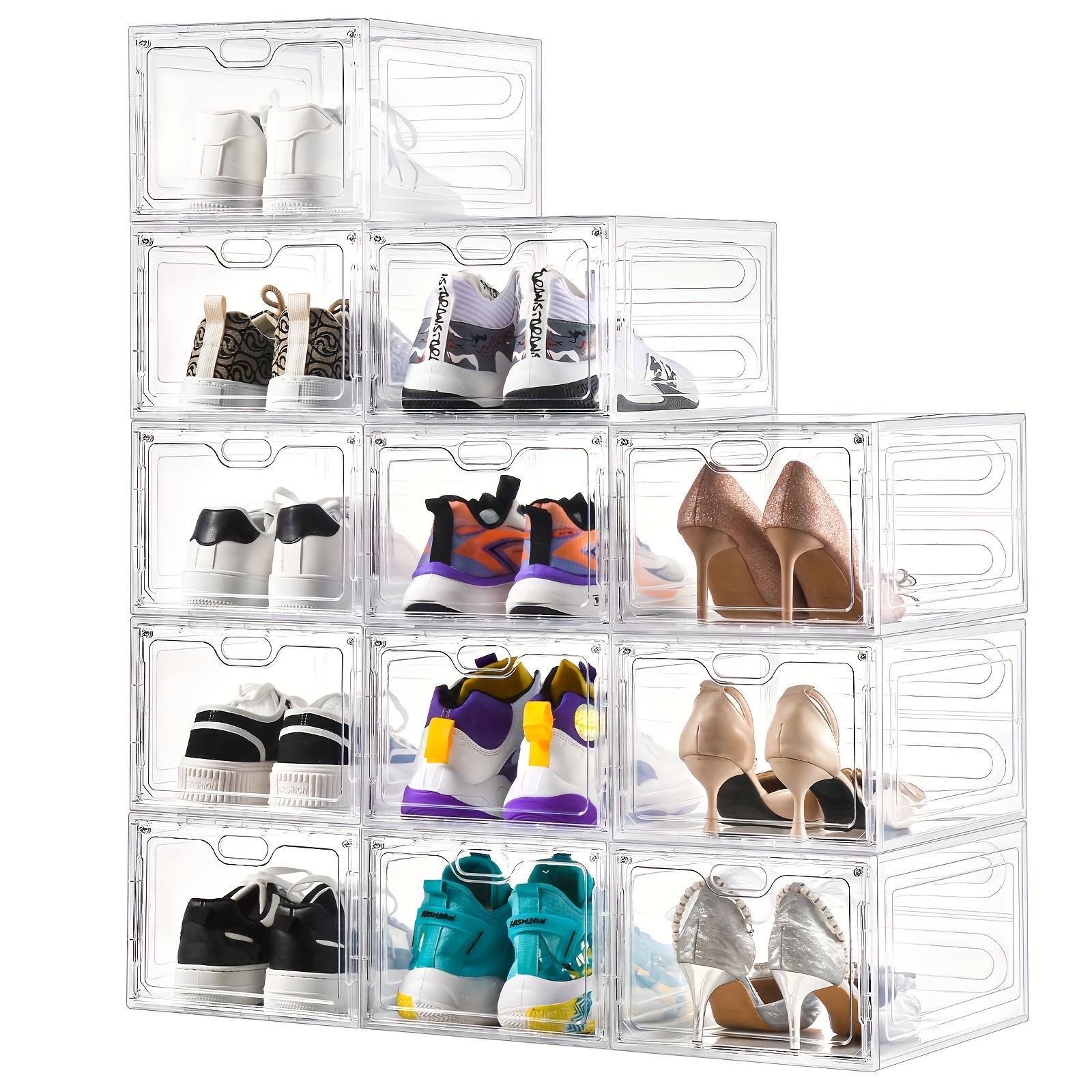 

3/6/12pcs Clear Stackable Shoe Boxes - Storage Containers For Sneakers, Space-saving Organizer For , Bedrooms, Dorms, And , White, Shoe Storage Organizer