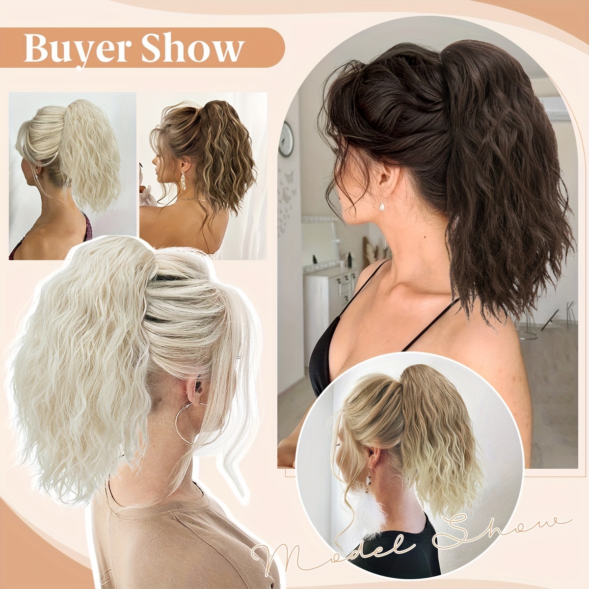 claw clip in ponytail extensions for women synthetic long wavy fluffy ponytail hairpieces 14inch hair accessories add volume   to   details 4