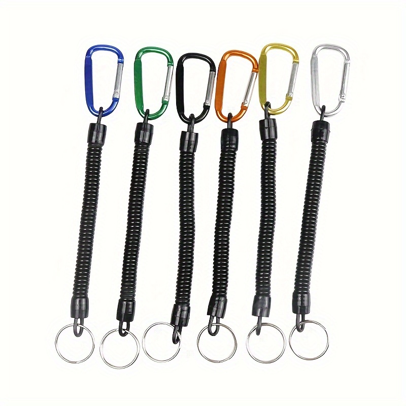 6 Pcs Fishing Lanyards, Fishing Tools Safety Elastic Rope Multicolor Coiled  Retractable Safety Ropes With Carabiner Random Color