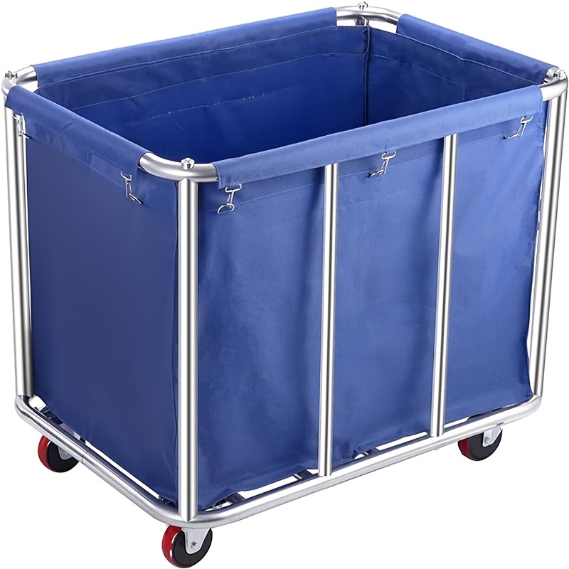 

Laundry Cart With Wheels, 400l Capacity Commercial Laundry Sorter Rolling Laundry Hamper With Removable Oxford Bag And Sturdy , 330 Lbs , Blue