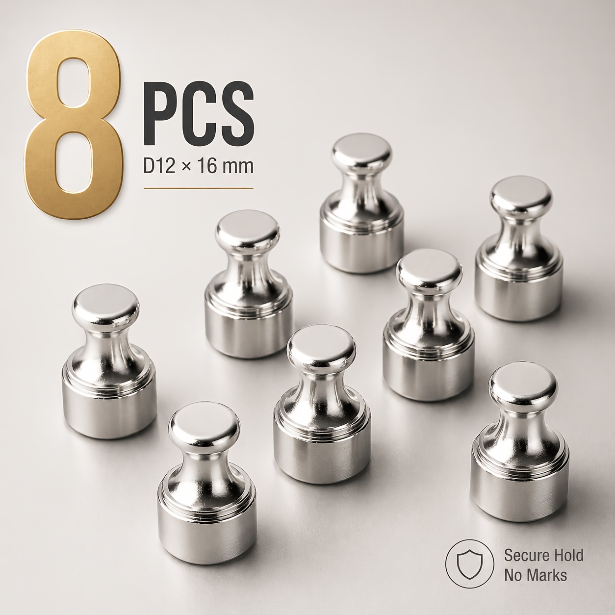 8/30pcs D12x16 Push Pin Holders, Silvery Note Holders For Whiteboard, Refrigerator, Office & Home Organization