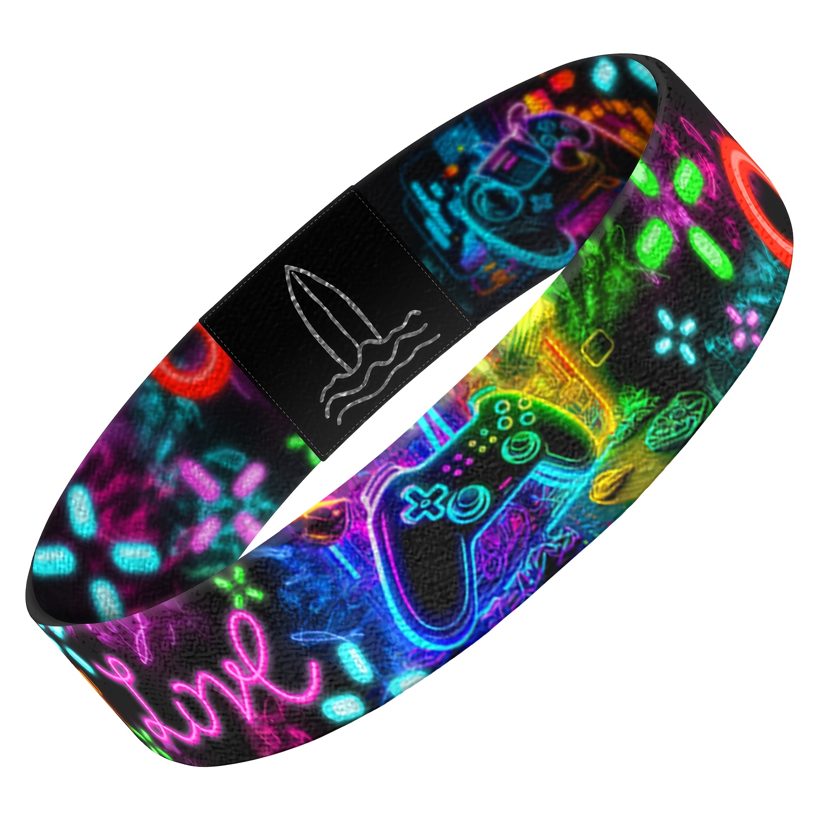 TEMU Bracelets de Poignet Imprimés sur le Thème de Fête de Jeu, Bracelets de Poignet Extensibles Unisexes, Bracelets de Poignet de Surf, Bracelets de