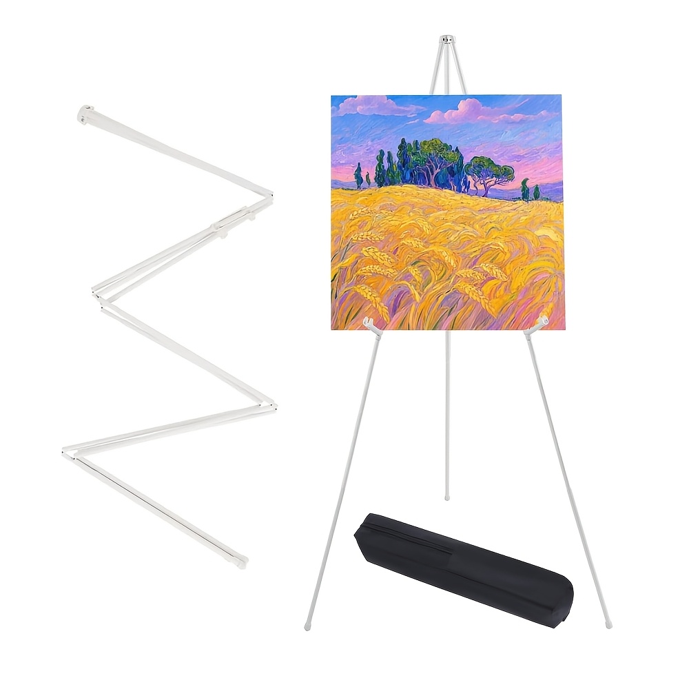 Image of Wedding Poster Display Stand 63 Inch Floor-standing Adjustable Golden Metal Art Easel Black