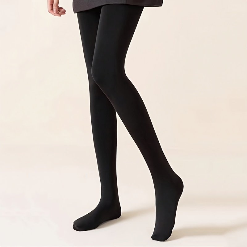 

1 Paire de Collants Chauds et Épais en pour Femme, Tissu Tricoté en Polyester, Élasthanne Extensible, Couleur Unie, Leggings Amincissants, Lavables à , Professionnel Sûr