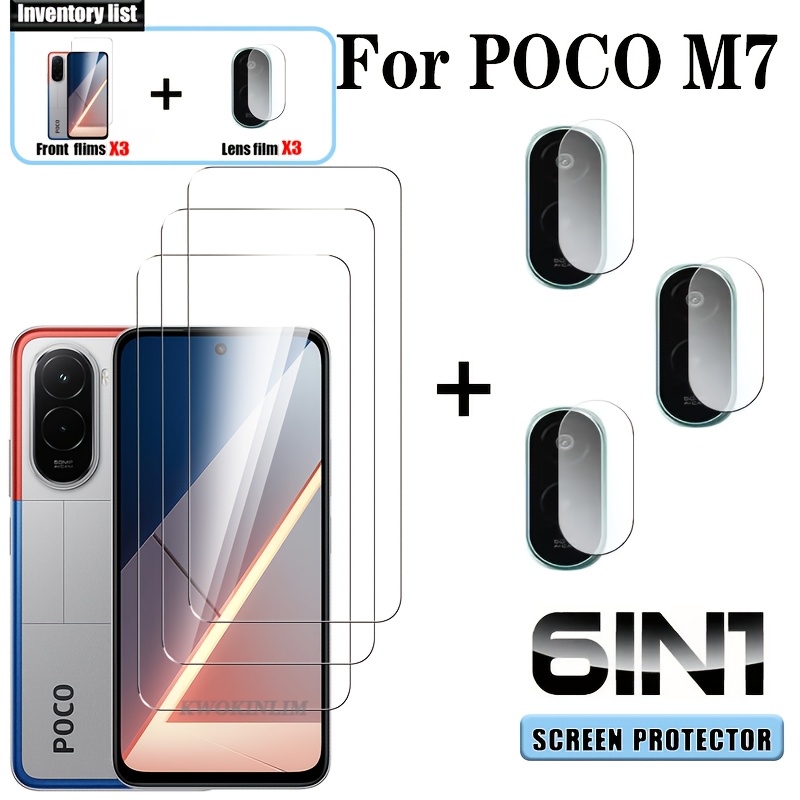 TEMU (Pellicola Completa (3+3) per XIAOMI POCO M7, Vetro Temperato per POCO M7, Pellicola per Lente XIAOMI POCO M7)