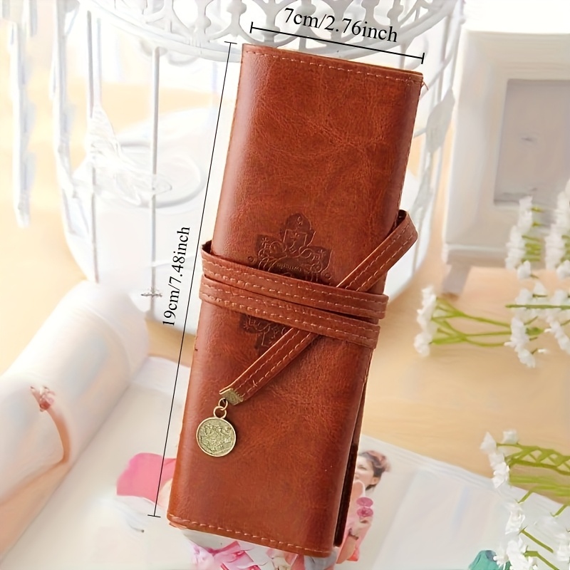 TEMU 1pc - Vintage Case, Portable Foldable Storage Stationery Bag, Tied Three-fold Personalized Stationery.
