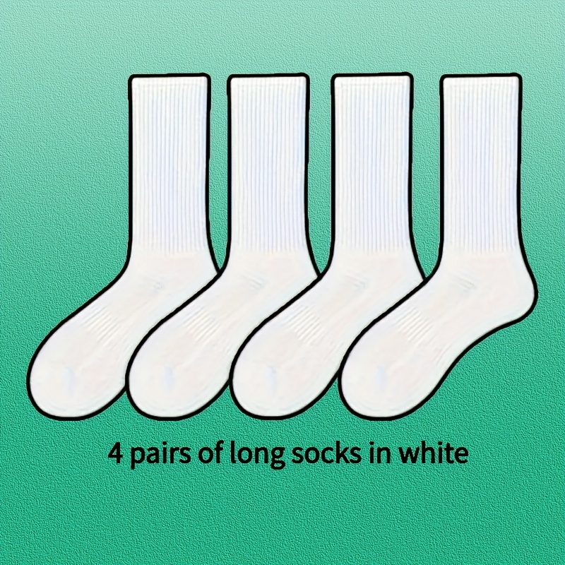 Image of 4-pair/7-pairs, Men's Mid-calf Socks Women's Sweat-absorbing Athletic Socks Basketball Socks Thickened Towel Bottom Long Socks Socks, Sweat-resistant