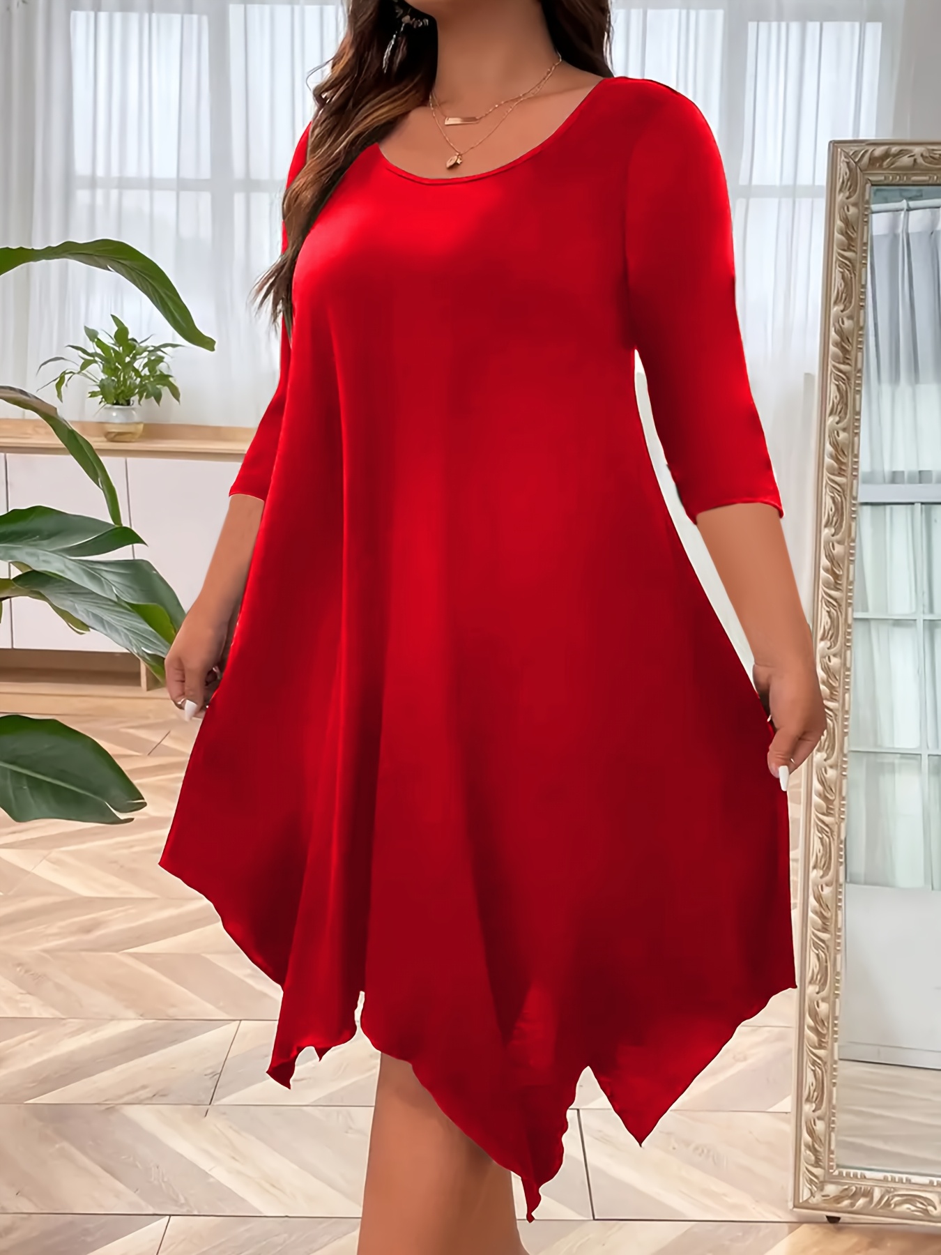 LONGYUAN Plus Size Maxi Dress – Long Sleeve Casual Dress With Pockets, Navy Blue, Size XL