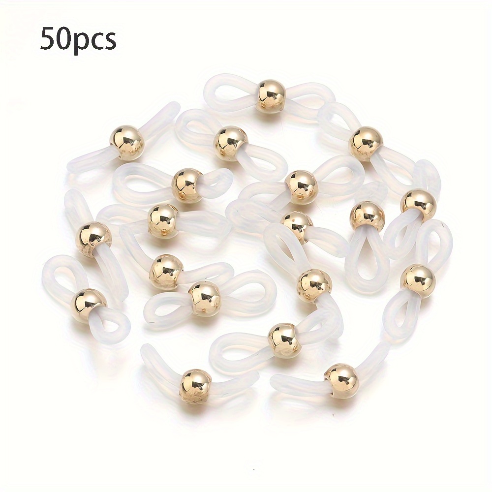 TEMU 50pcs/bag Black And White Silicone Glass , Glass Chain Connector, Chain Anti-slip For Fixing Jewelry Additions