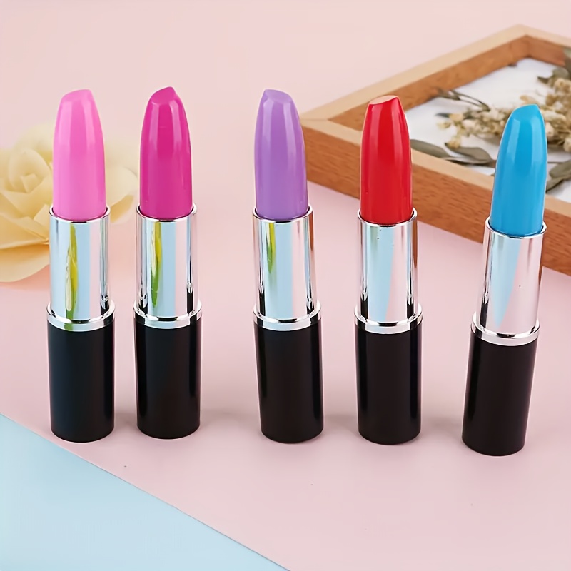 

5pcs, 5pcs Lipstick Shaped Gel Roller Pens - Quick-drying Plastic Writing Pen 0.5mm , Suitable For Female Makeup Enthusiasts And Student Gifts