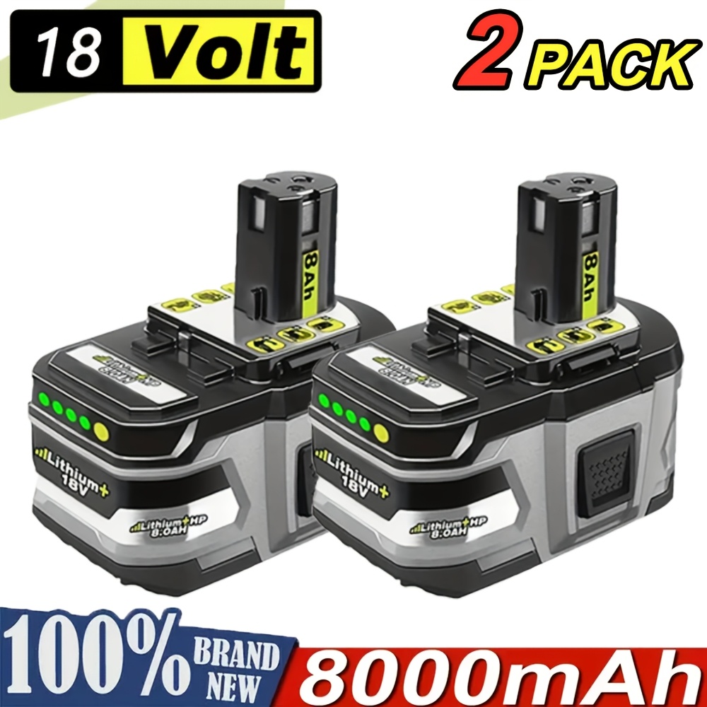 TEMU 2 Pack For Ryobi 18v Battery Compatible For Ryobi P105///p107/p109/p122/, Replacement Lithium- Unit With Led Indicator,