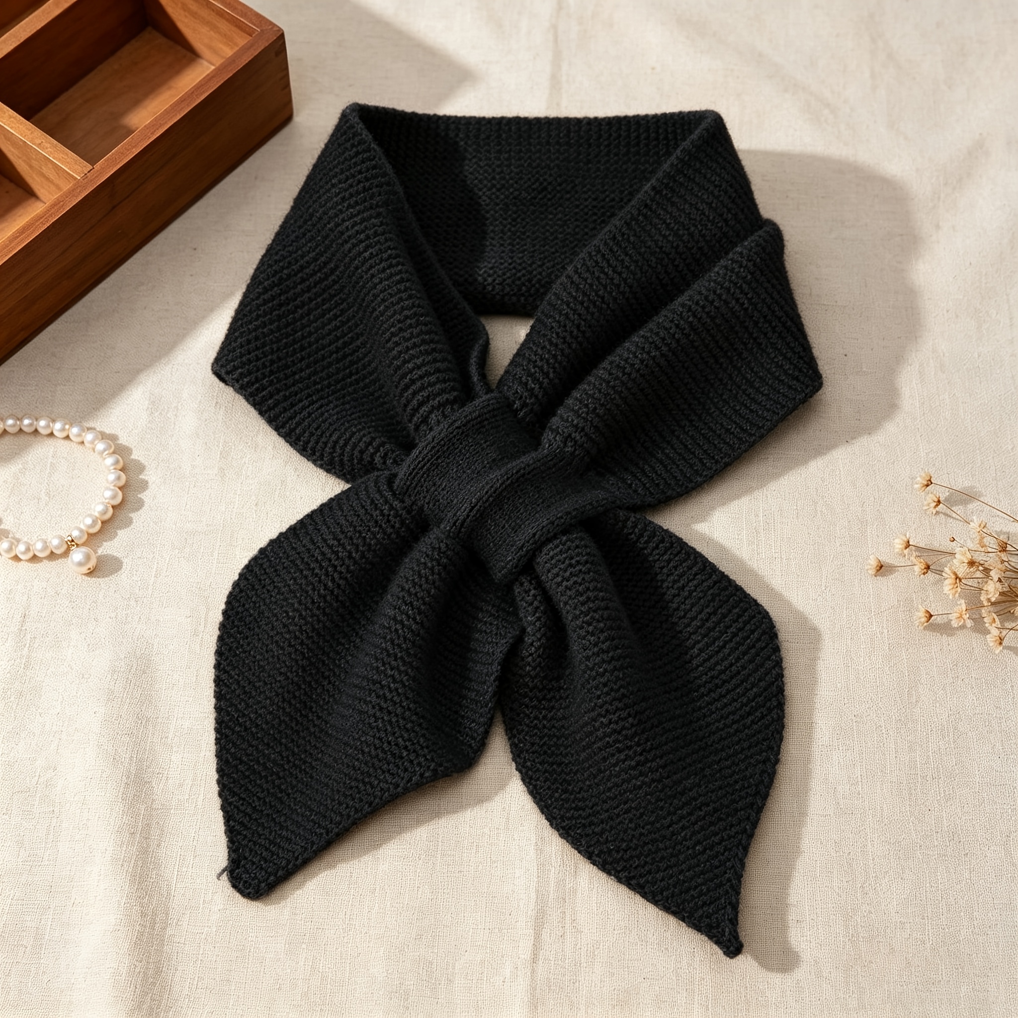 TEMU All-match Autumn Winter Scarf Women's Korean Shawl Neck Scarf Autumn Winter Warm Neck Scarf Decoration Bow Tie Wear Scarf Cross Small Scarf