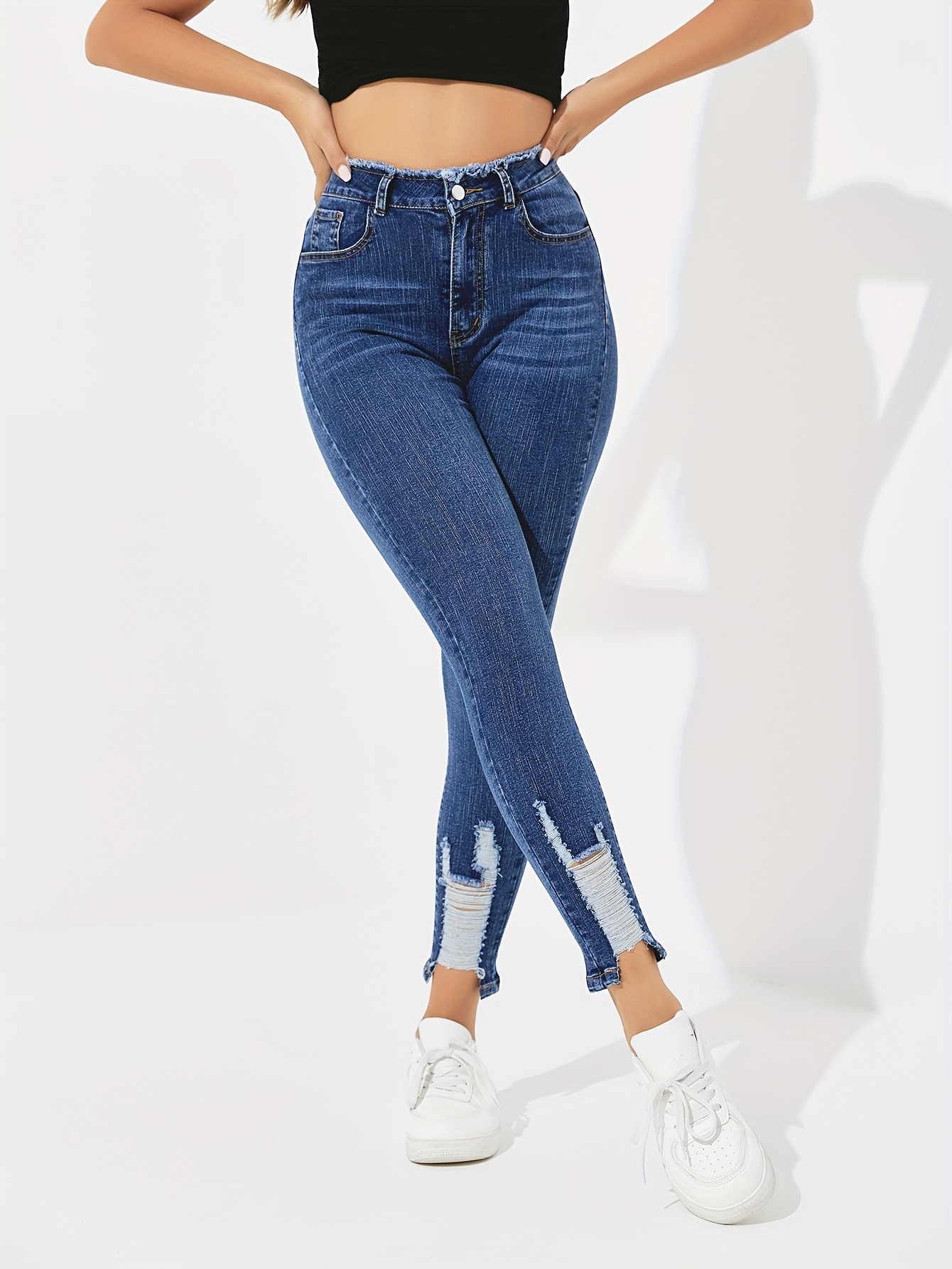 High Waist Vintage Blue Redbat Jeans For Ladies For Women Tight
