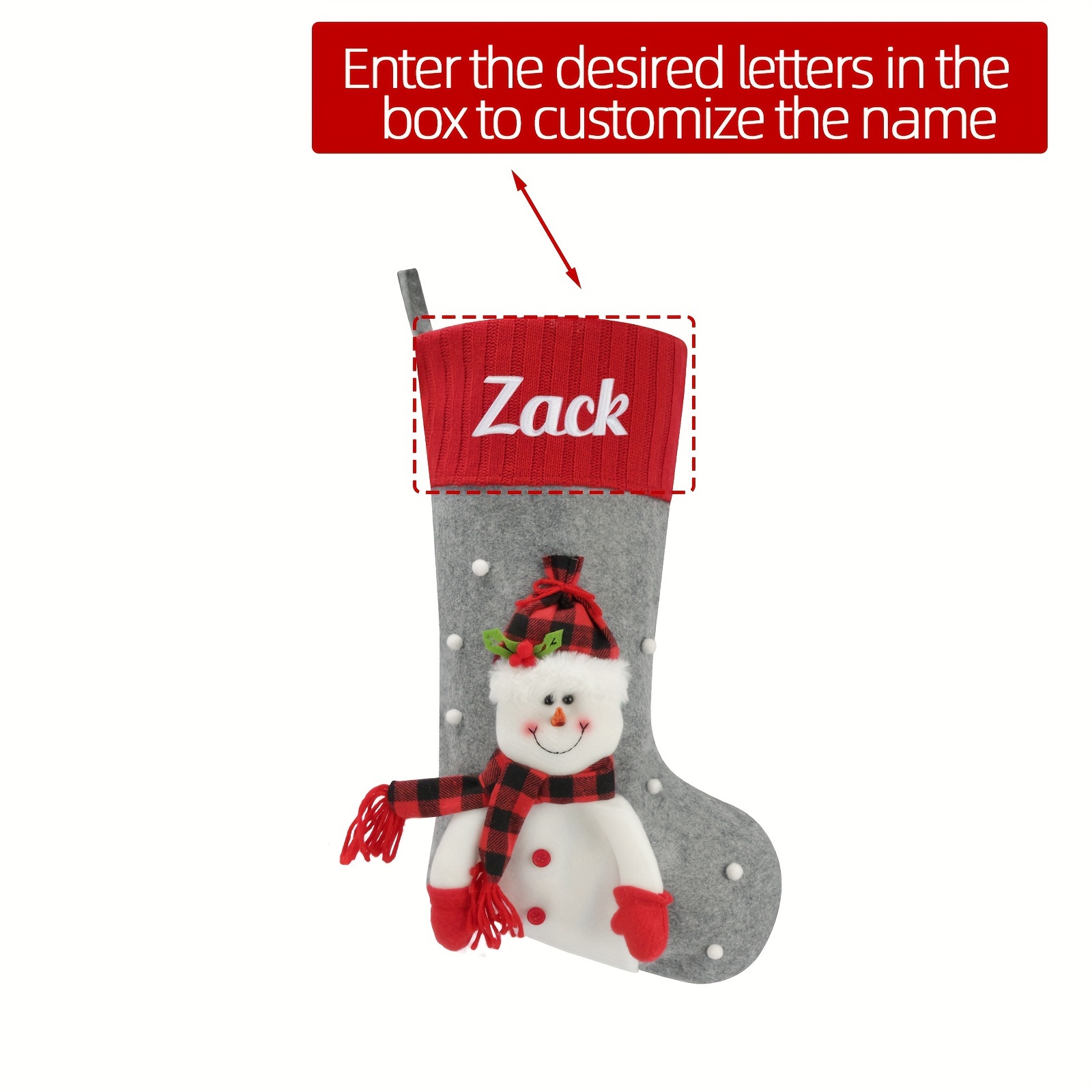 TEMU Personalized Christmas Stockings - Custom Embroidered Names, 3d Character Designs, Suitable For Family Christmas Celebrations, Perfect 18-inch