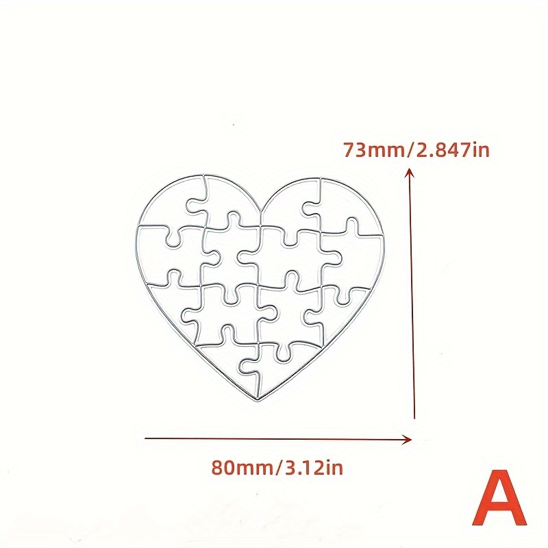 Heart-shaped Fun Puzzle Metal Cutting Dies Stencils For Scrapbooking Decorative Embossing Handcraft Template