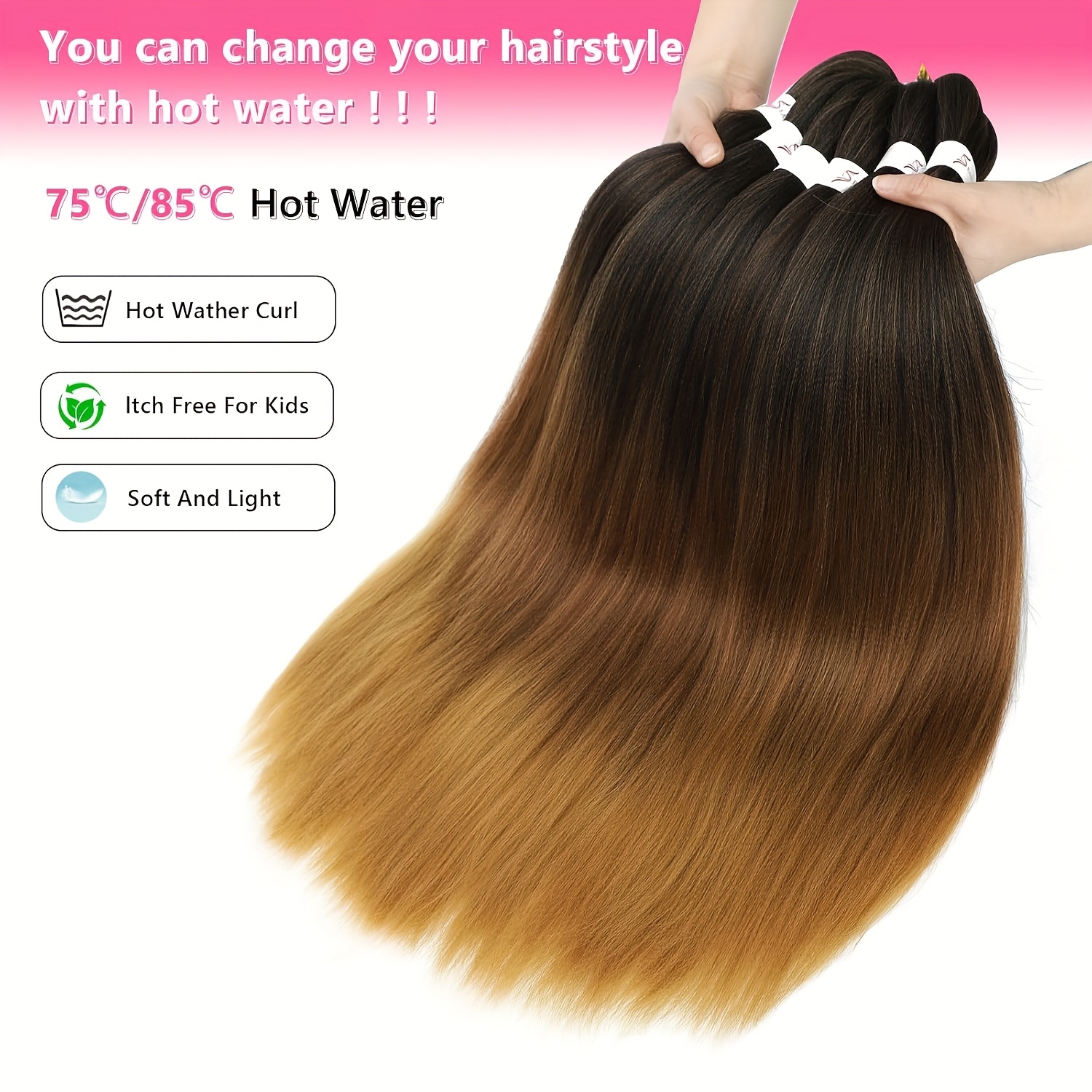 braiding hair pre stretched 26 30 inch 8 packs ombre professional soft   texture   free hot water setting extensions for braids professional soft   texture color 1b 30 27 details 5