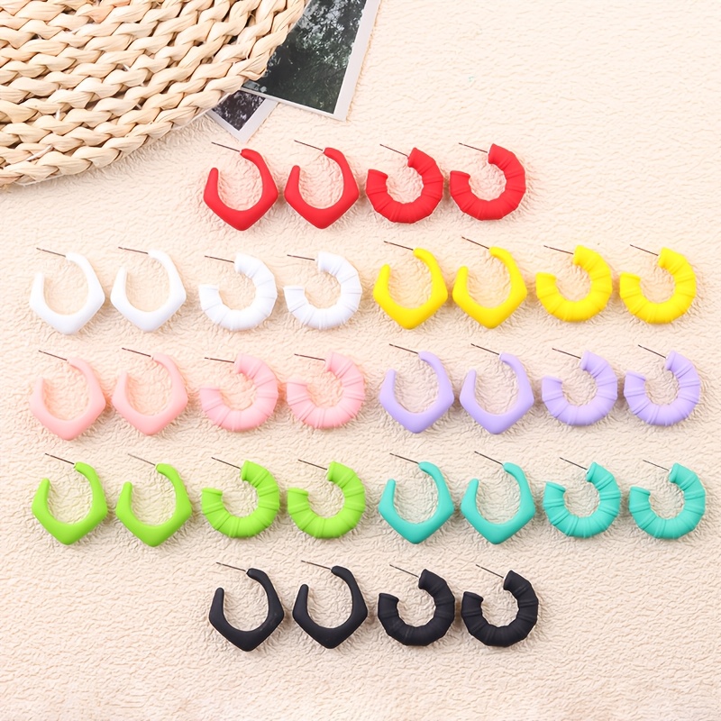 4pc Dopamine Irregular C-circle Crescent Earring Set