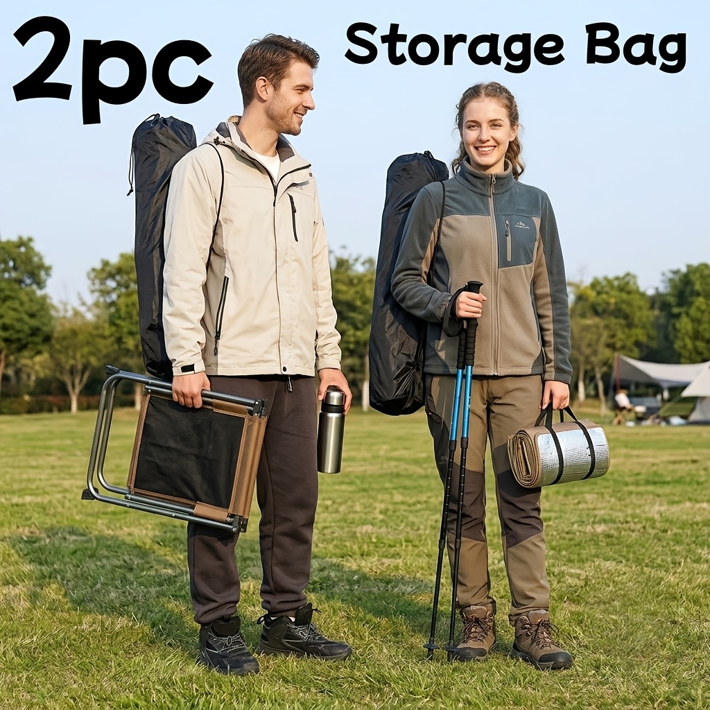 TEMU 2pcs Extra Large High-quality Outdoor/indoor Oxford Fabric Storage Bags, Black Portable Drawstring Foldable Organizer Bags, Multiple Sizes
