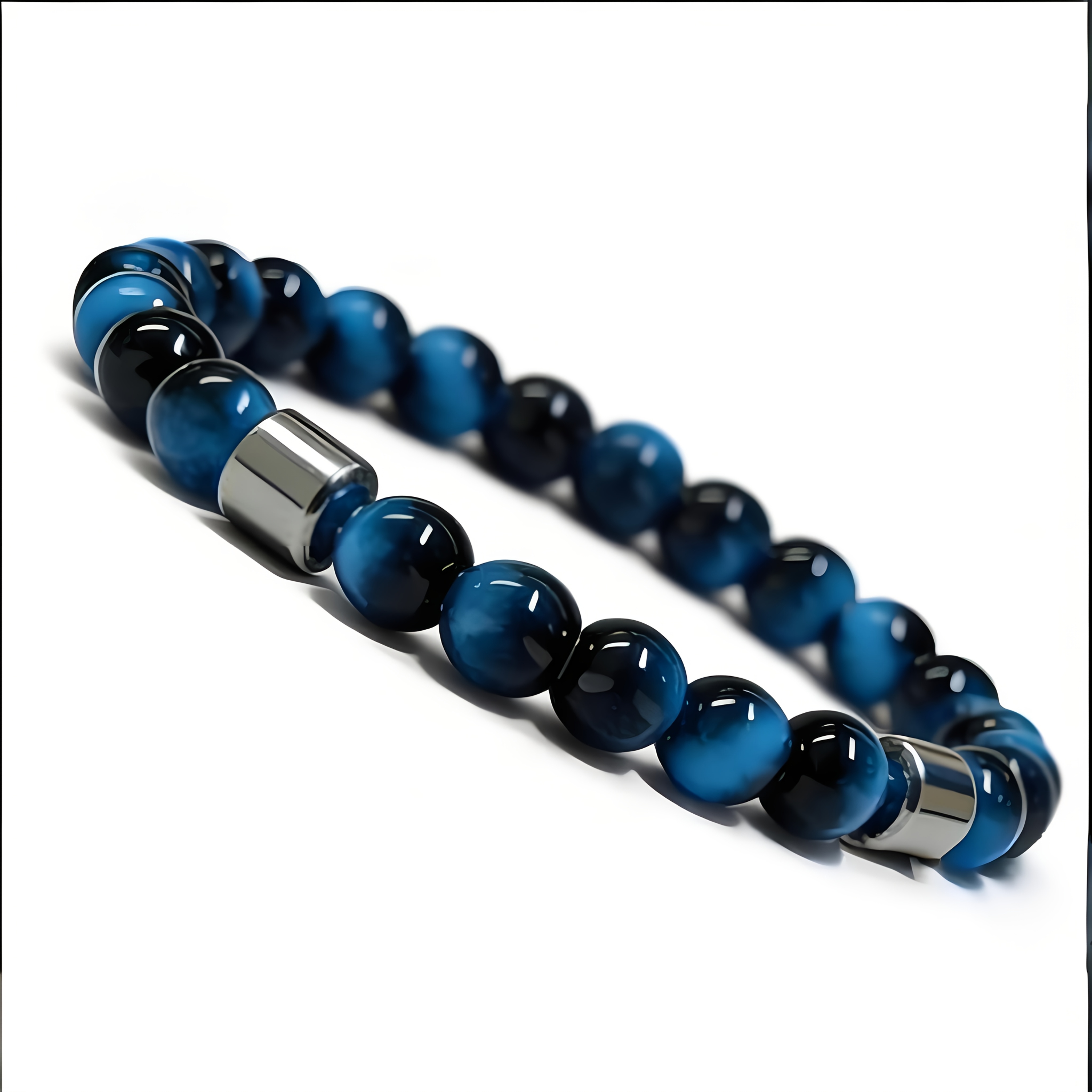 E-shop 1 Stück Armband aus Blauem Tigerauge Schwarzem Onyx, Modisches Design. Geeignet für Männer/Frauen, Ideales Geschenk für Freunde Familie,