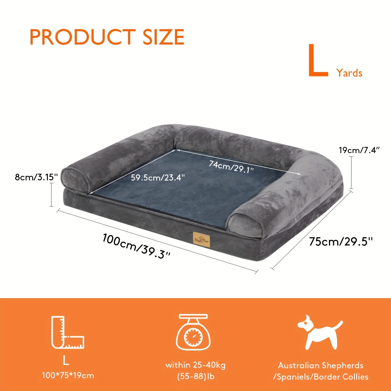 TEMU Orthopedic Dog Sofa Bed: Soft Foam Pet Dog Pad With Supportive Back Cushion, Memory Foam Pet Sofa Beds Cushion Washable With Removable Washable
