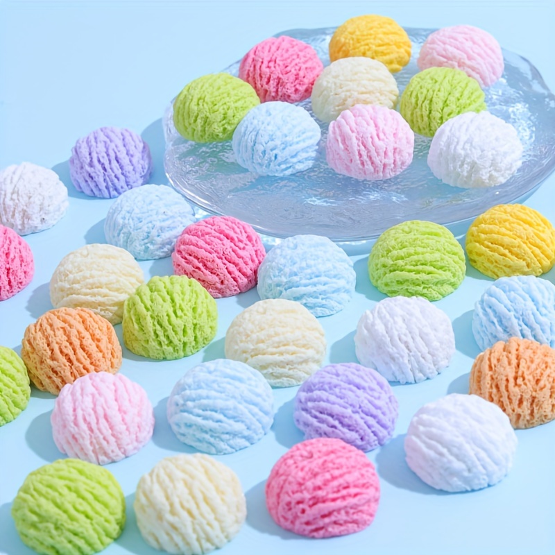 

20 Pcs Colorful Ice Cream Balls Resin Charms - Perfect For Diy Phone Cases, Hair Clips - Cute Craft Accessories