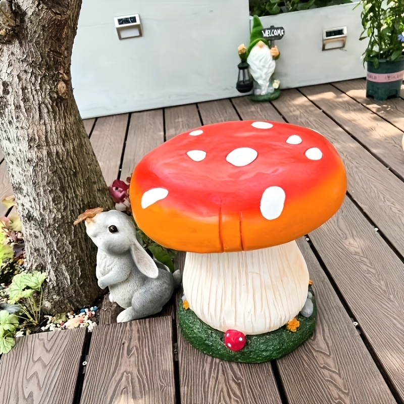 Resin Mushroom Garden Stool Outdoor Decorative Seating for Patio, Lawn,  Balcony Creative with Colorful and Flo