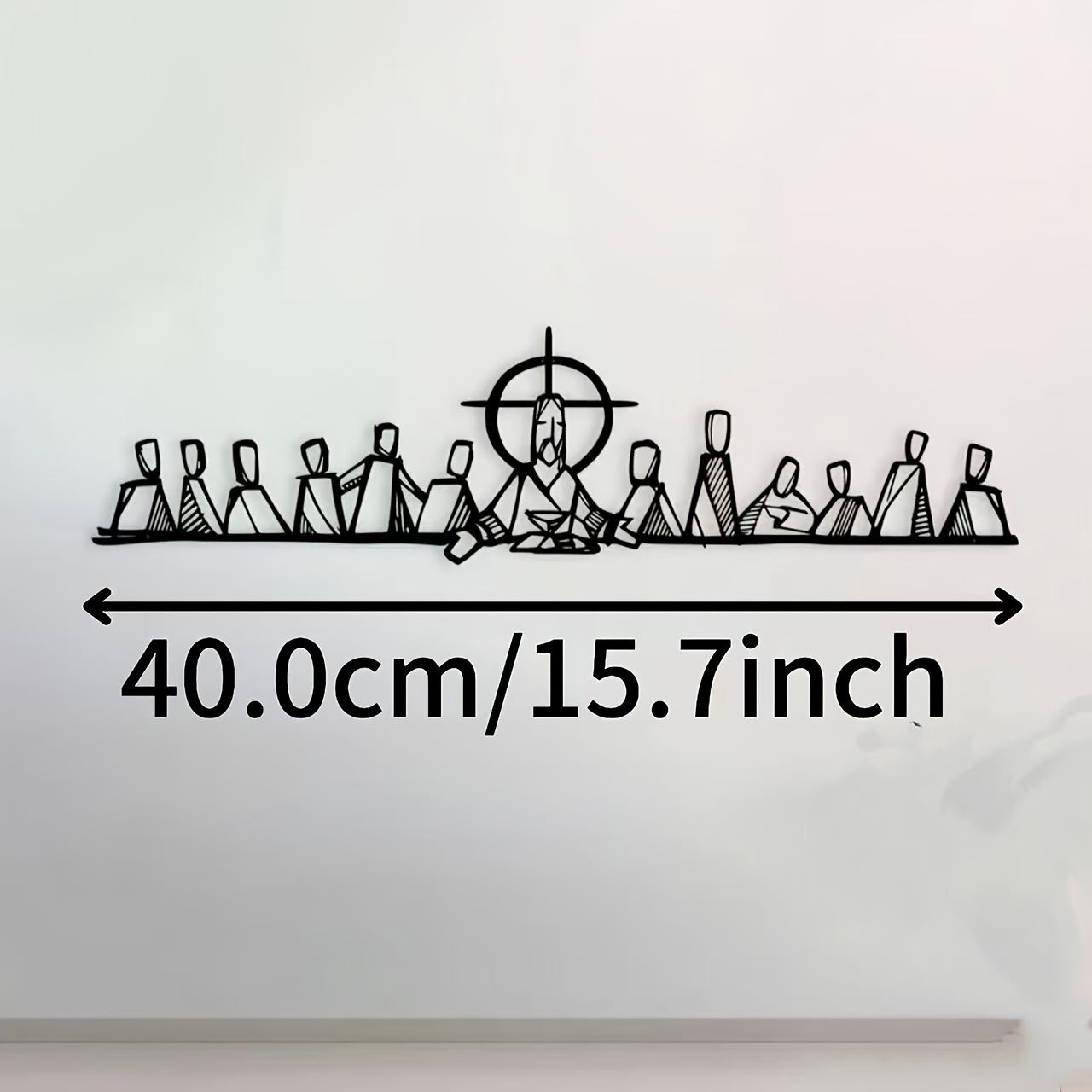 E-shop Eine Wandkunst aus Metall mit "Der letzte Abendmahl" - Religiöse christliche Heimdekoration mit einfachem schwarzem Silhouetten-Design, ein