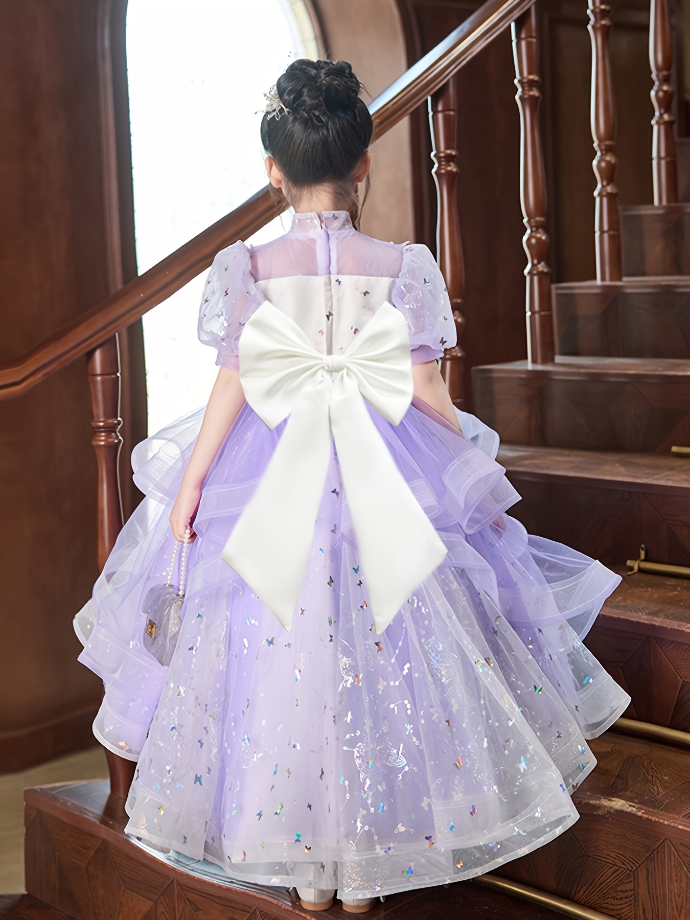 open lace back dress First Communion Princess Dress for Girls with Lace Round Neck Sleeveless Children Puffy Dress (Pink Sash Detachable), White / 10