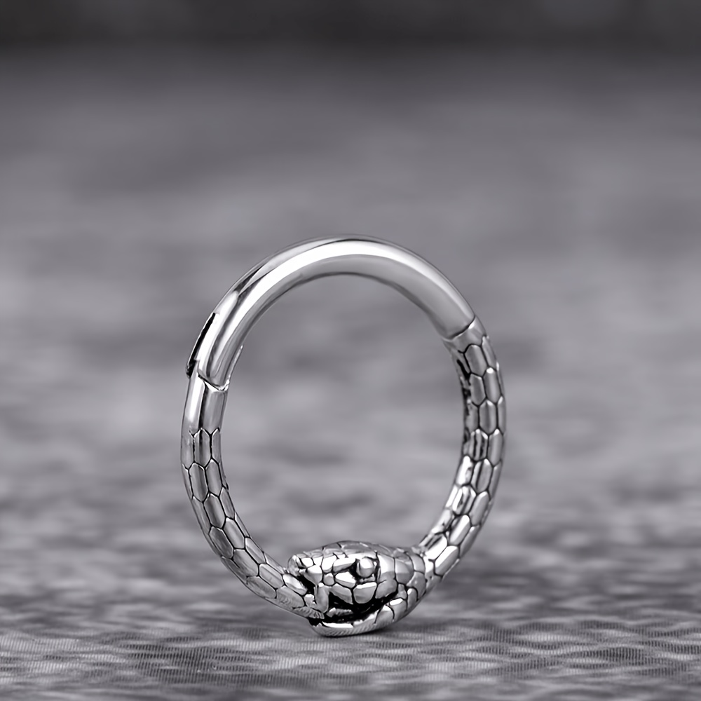 TEMU 1pc Gothic Nose Ring - Stainless Steel Diaphragm Piercing, Unisex Durable And Comfortable Nose Ring For Daily Wear And Party Accessories