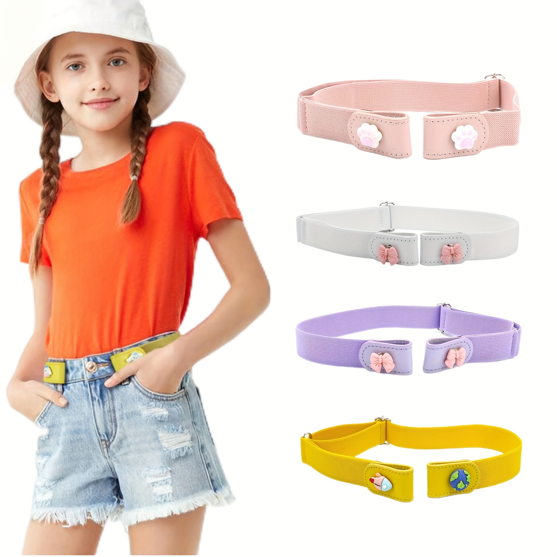 

Adjustable Waistband Belt For Girls, Cute , Iron , Hand Wash Only, Stretchy No-show Jean Belt, Assorted Colors