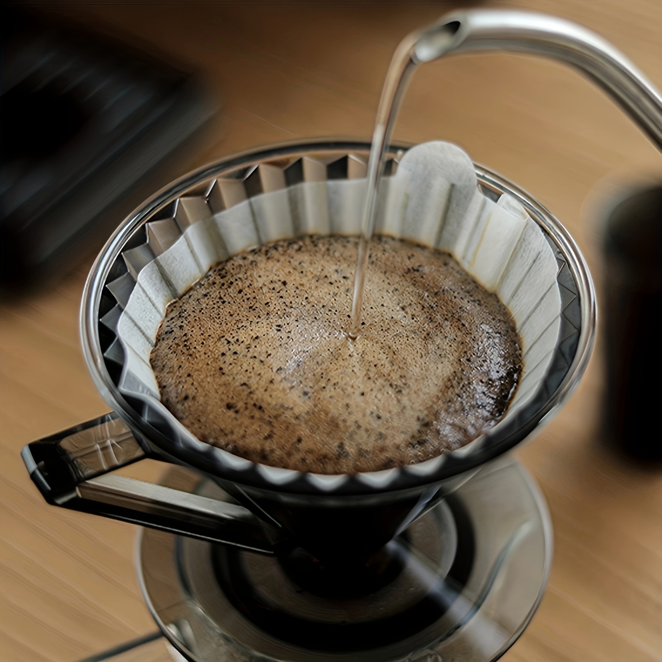 50 filtros de café con forma de filtro de café ondulado para taza de papel  de repuesto para hacer café