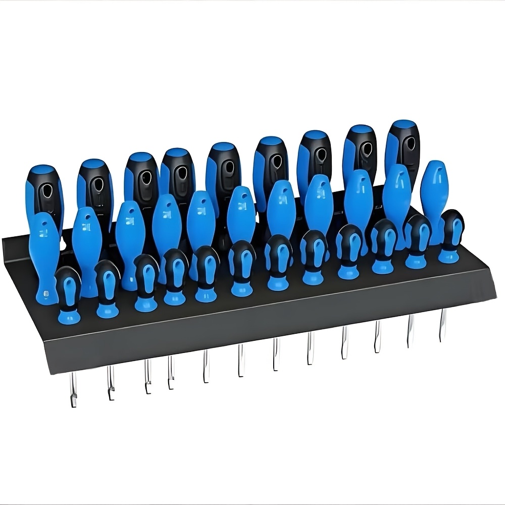 TEMU Tired Of Digging Through Messy Toolboxes For The Right Screwdriver? This Wall-mounted Screwdriver Organizer Turns Into Calm! With 30 Holes, It