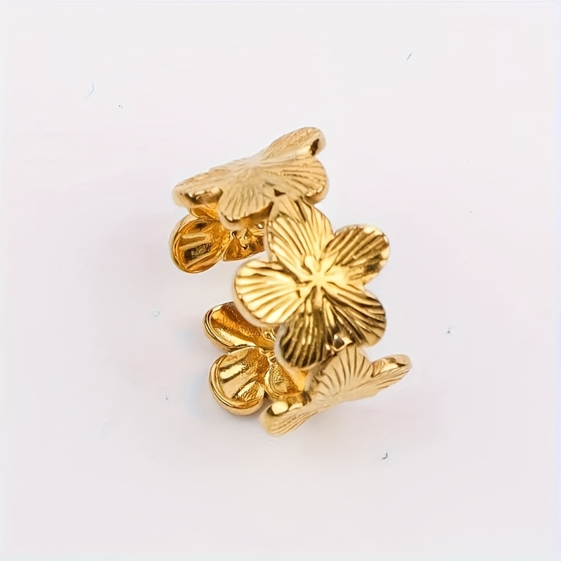 1pc Elegant Retro Stainless Steel With Luxurious Chic - Fit, Perfect For Parties, Everyday Wear, Romantic Gift For Women, 18k Golden Plated Non-fading