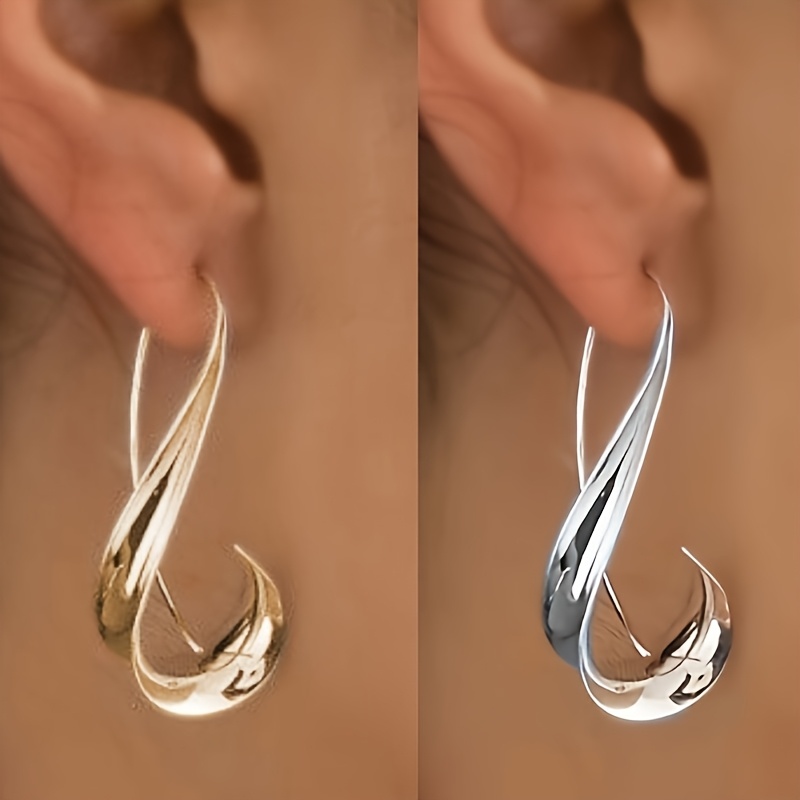 TEMU 2pcs Hook Vertical Earrings, Unique Irregular Design, Bohemian Style, Suitable For Daily And Vacation Wear, Is A Good Gift