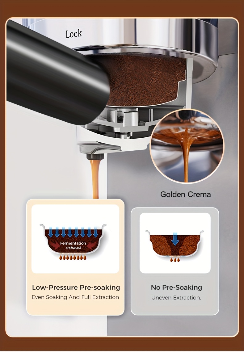 CAFELFFE MK801 Semi-Automatic Espresso Machine, Featuring An Automatic Milk Frothing System For One-touch Preparation. Equipped With 20 Bar High Pressure, Self-cleaning Function, Digital Display, And Temperature Control. Ideal For Home And Office Us