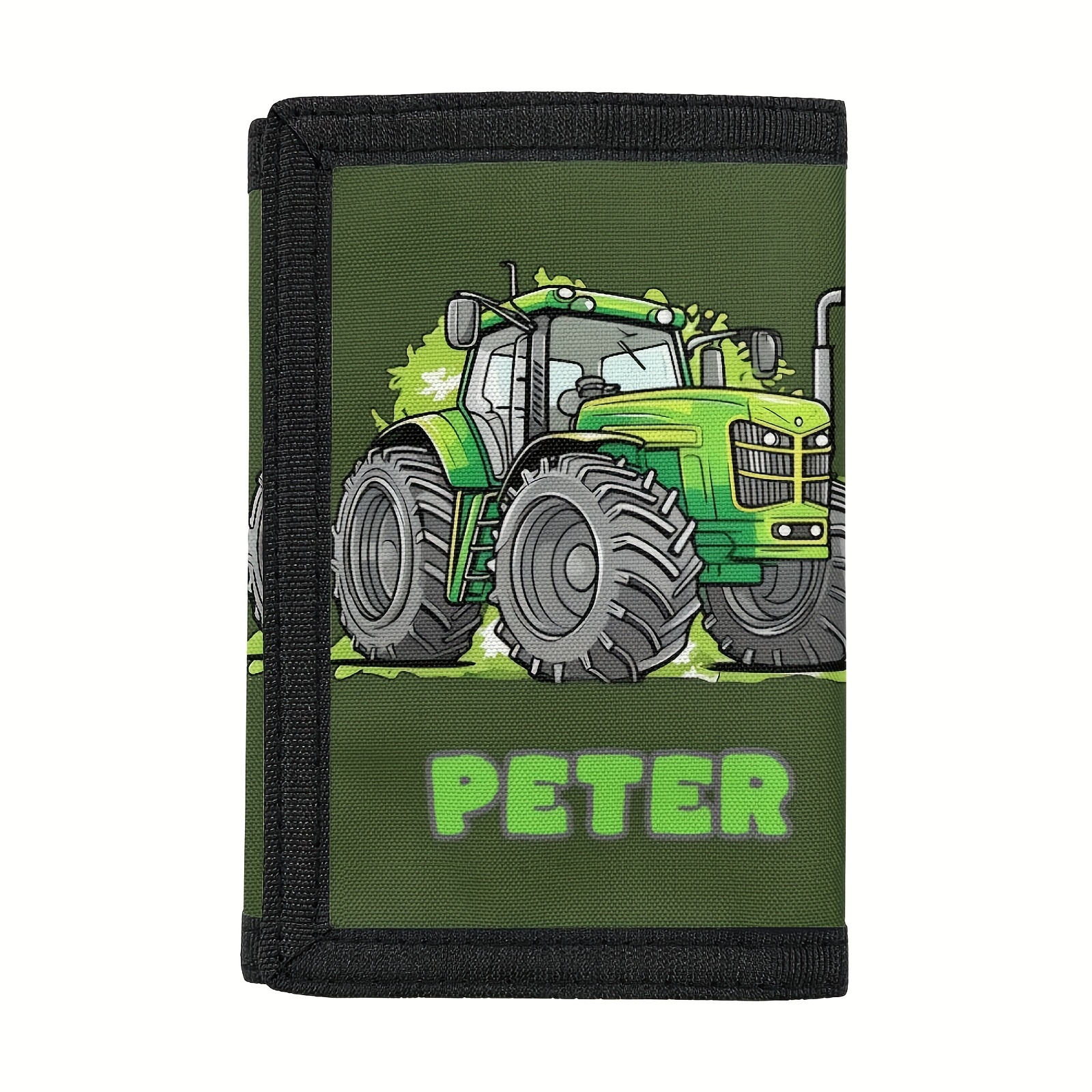 TEMU Cartoon Farm Tractor Design With Customization Name Wallet Men Coin Bags Money Organizer For Travel& Daily Use Personalized Xmas Birthday Ideal