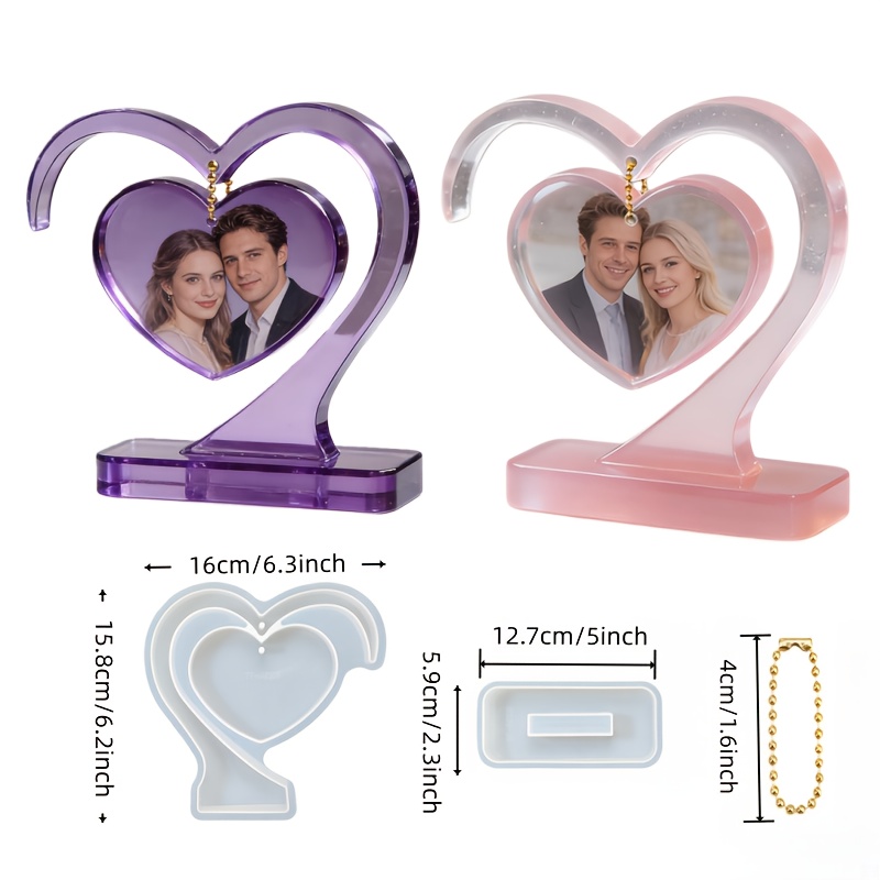E-shop Herzförmige Silikon-Harz-Fotorahmenform, DIY -Epoxid-Werkzeug, Kreatives Geschenk für Valentinstag, Thanksgiving Geburtstage,