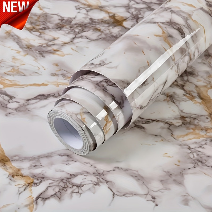 1 roll 0.15mm thick gray white marble self adhesive stickers high temperature resistant easy to peel and stick interior decorations for kitchen countertops cabinets tables