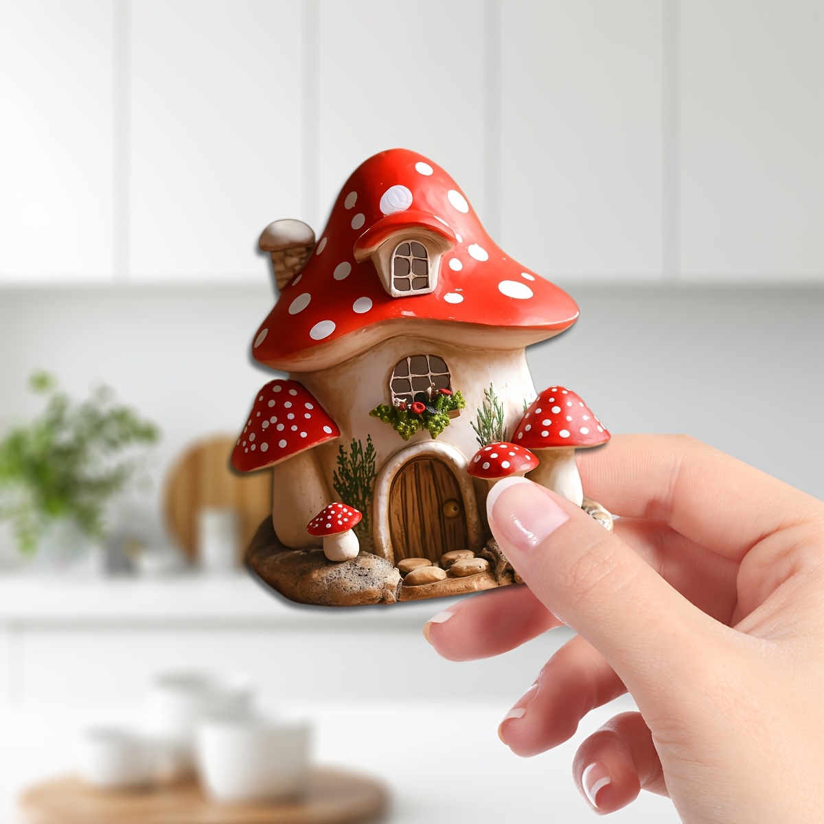 TEMU 1pc Fairy Tale Mushroom House Refrigerator Magnet Decoration, Mushroom House Ornament - Acrylic Fridge Magnet Decor, Mother's Day, Father's Day,
