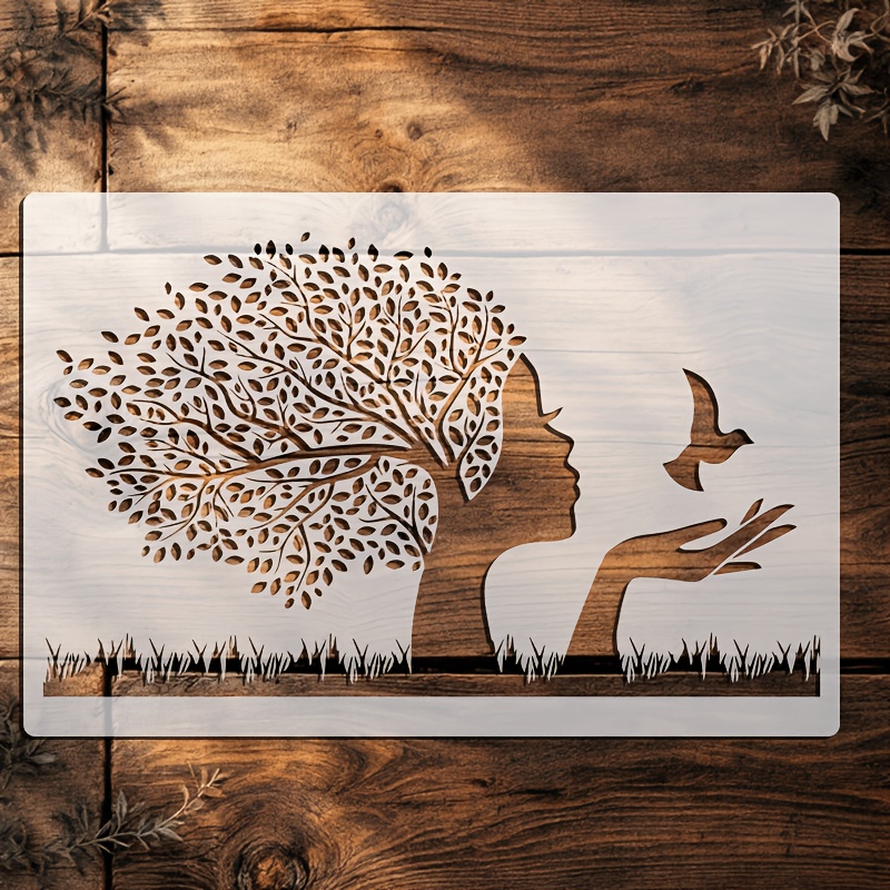 TEMU 1pc Women's Side Face And Theme Template - 8x12 Inches, Suitable For Home Decor, Canvas, Wall Art, Picture Frames, Etc