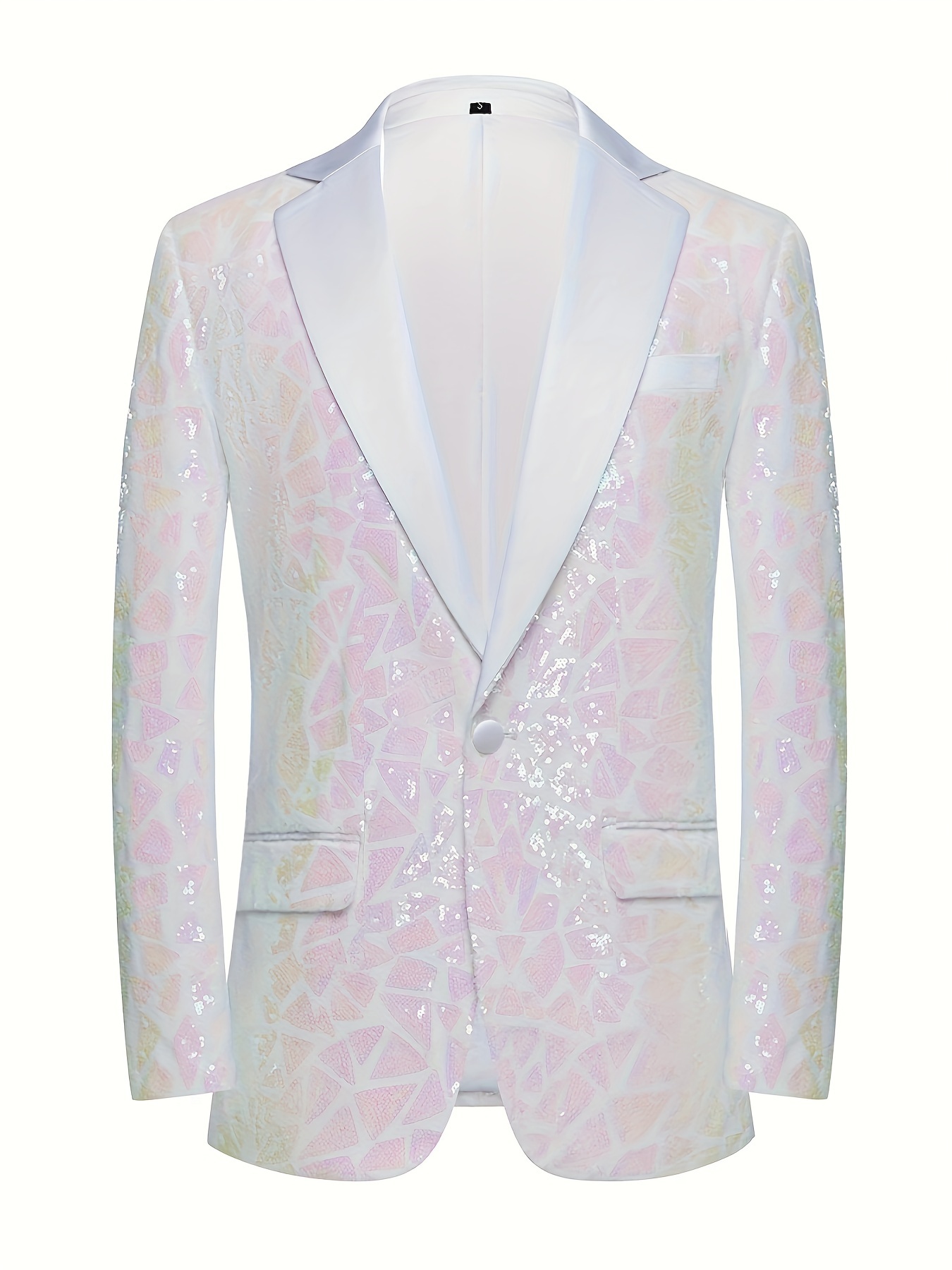QIPOPIQ Clearance Men's Suits One Button Sequin Beaded Perforce Long Sleeve  Lapel Top Coat Mens Formal Blazer Suit Jacket 