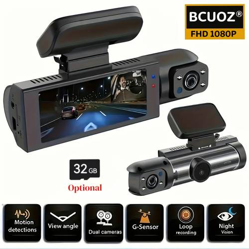 1080p dash cam for cars front and inside car camera with ir loop recording wide angle car dvr camera with inch ips screen dual lens car dashboard video cam with 32gb sd card